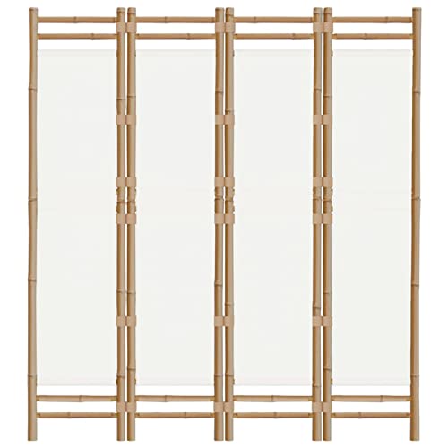 LAPOOH Folding 4-Panel Room Divider 160 cm Bamboo and Canvas,Room Divider Panel Screen,Movable Folding Room Divider,Bedroom Patio Privacy-350624 4 LAPOOH Folding 4-Panel Room Divider 160 cm Bamboo and Canvas,Room Divider Panel Screen,Movable Folding Room Divider,Bedroom Patio Privacy-350624 - Image 4