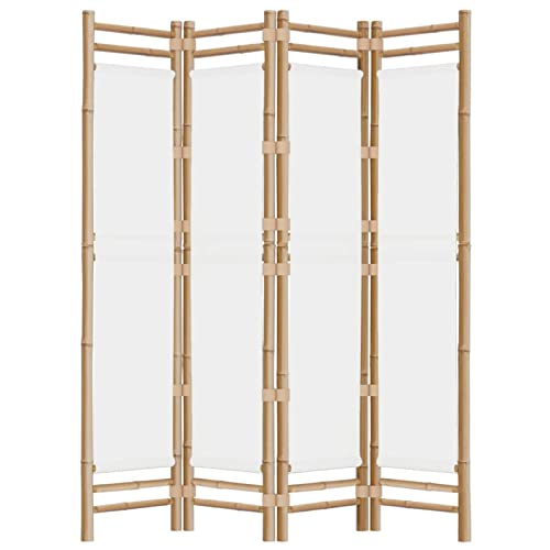 LAPOOH Folding 4-Panel Room Divider 160 cm Bamboo and Canvas,Room Divider Panel Screen,Movable Folding Room Divider,Bedroom Patio Privacy-350624 5 LAPOOH Folding 4-Panel Room Divider 160 cm Bamboo and Canvas,Room Divider Panel Screen,Movable Folding Room Divider,Bedroom Patio Privacy-350624 - Image 5