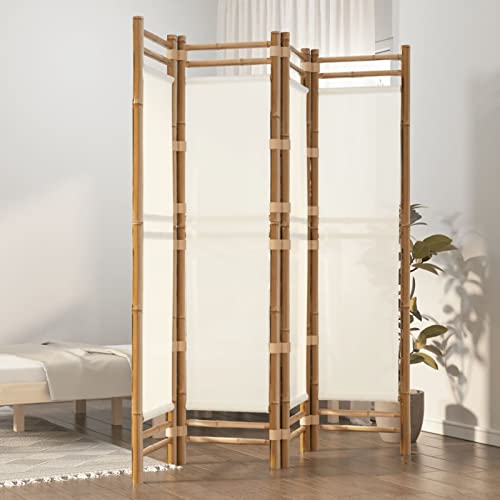 LAPOOH Folding 4-Panel Room Divider 160 cm Bamboo and Canvas,Room Divider Panel Screen,Movable Folding Room Divider,Bedroom Patio Privacy-350624 1 LAPOOH Folding 4-Panel Room Divider 160 cm Bamboo and Canvas,Room Divider Panel Screen,Movable Folding Room Divider,Bedroom Patio Privacy-350624