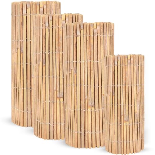 LOIBUYZ Natural Bamboo Garden Fence Covering, Outdoor Privacy Slat Screening, Fence Panels Wind & Sun Protection, (1m x 4m) 2 LOIBUYZ Natural Bamboo Garden Fence Covering, Outdoor Privacy Slat Screening, Fence Panels Wind & Sun Protection, (1m x 4m) - Image 2