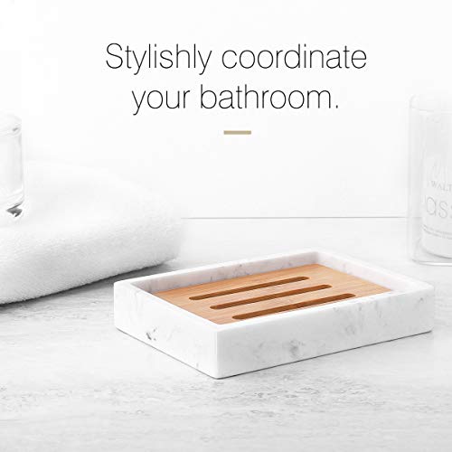 Luxspire Soap Dish Tray, Resin Soap Dish, Bamboo Soap Bar Holder Box for Shower Kitchen Sink, Double Layer Draining Soap Container Box, Wood Soap Case, Bathroom Marble Pattern Tray, Gravel White 5 Luxspire Soap Dish Tray, Resin Soap Dish, Bamboo Soap Bar Holder Box for Shower Kitchen Sink, Double Layer Draining Soap Container Box, Wood Soap Case, Bathroom Marble Pattern Tray, Gravel White - Image 5