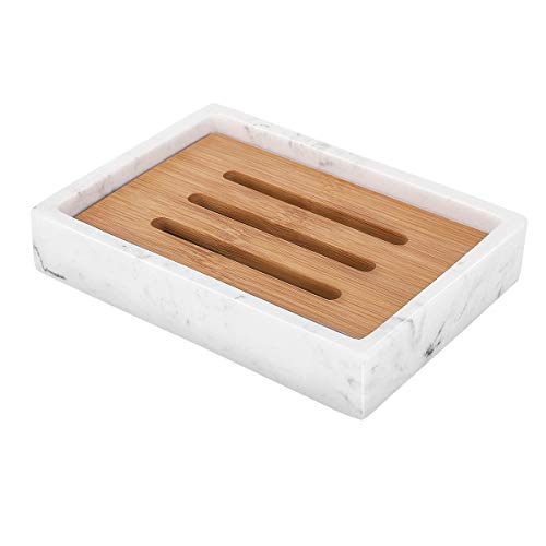 Luxspire Soap Dish Tray, Resin Soap Dish, Bamboo Soap Bar Holder Box for Shower Kitchen Sink, Double Layer Draining Soap Container Box, Wood Soap Case, Bathroom Marble Pattern Tray, Gravel White 1 Luxspire Soap Dish Tray, Resin Soap Dish, Bamboo Soap Bar Holder Box for Shower Kitchen Sink, Double Layer Draining Soap Container Box, Wood Soap Case, Bathroom Marble Pattern Tray, Gravel White