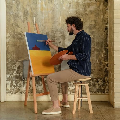 MEEDEN Wooded Drafting Stool with Adjustable Height, Artist Stool, Wood Bar Stool, Kitchen Stool, Perfect for Artists Studio, Home Use, Kitchen, Bars 2 MEEDEN Wooded Drafting Stool with Adjustable Height, Artist Stool, Wood Bar Stool, Kitchen Stool, Perfect for Artists Studio, Home Use, Kitchen, Bars - Image 2