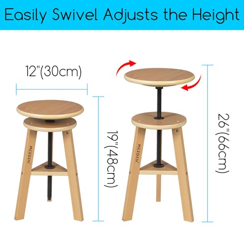 MEEDEN Wooded Drafting Stool with Adjustable Height, Artist Stool, Wood Bar Stool, Kitchen Stool, Perfect for Artists Studio, Home Use, Kitchen, Bars 3 MEEDEN Wooded Drafting Stool with Adjustable Height, Artist Stool, Wood Bar Stool, Kitchen Stool, Perfect for Artists Studio, Home Use, Kitchen, Bars - Image 3