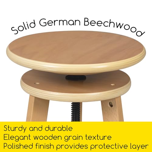 MEEDEN Wooded Drafting Stool with Adjustable Height, Artist Stool, Wood Bar Stool, Kitchen Stool, Perfect for Artists Studio, Home Use, Kitchen, Bars 4 MEEDEN Wooded Drafting Stool with Adjustable Height, Artist Stool, Wood Bar Stool, Kitchen Stool, Perfect for Artists Studio, Home Use, Kitchen, Bars - Image 4