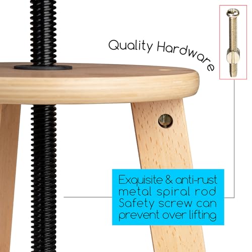MEEDEN Wooded Drafting Stool with Adjustable Height, Artist Stool, Wood Bar Stool, Kitchen Stool, Perfect for Artists Studio, Home Use, Kitchen, Bars 6 MEEDEN Wooded Drafting Stool with Adjustable Height, Artist Stool, Wood Bar Stool, Kitchen Stool, Perfect for Artists Studio, Home Use, Kitchen, Bars - Image 6