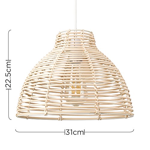 MiniSun | Modern Cream Wicker Basket Style Ceiling Light Shade | Pendant Lights, Home Décor & Improvement Essential | 310mm Shade Width 3 MiniSun | Modern Cream Wicker Basket Style Ceiling Light Shade | Pendant Lights, Home Décor & Improvement Essential | 310mm Shade Width - Image 3