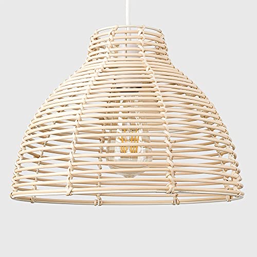 MiniSun | Modern Cream Wicker Basket Style Ceiling Light Shade | Pendant Lights, Home Décor & Improvement Essential | 310mm Shade Width 7 MiniSun | Modern Cream Wicker Basket Style Ceiling Light Shade | Pendant Lights, Home Décor & Improvement Essential | 310mm Shade Width - Image 7