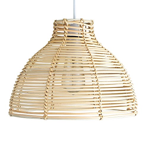 MiniSun | Modern Cream Wicker Basket Style Ceiling Light Shade | Pendant Lights, Home Décor & Improvement Essential | 310mm Shade Width 2 MiniSun | Modern Cream Wicker Basket Style Ceiling Light Shade | Pendant Lights, Home Décor & Improvement Essential | 310mm Shade Width - Image 2