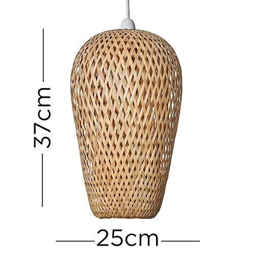 MiniSun | Modern Natural Bamboo Lattice Design Ceiling Light Shade | Pendant Lights, Home Décor & Improvement Essential | 230mm Shade Width 2 MiniSun | Modern Natural Bamboo Lattice Design Ceiling Light Shade | Pendant Lights, Home Décor & Improvement Essential | 230mm Shade Width - Image 2