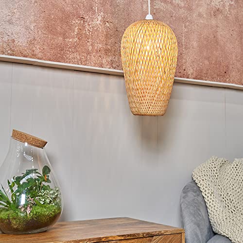 MiniSun | Modern Natural Bamboo Lattice Design Ceiling Light Shade | Pendant Lights, Home Décor & Improvement Essential | 230mm Shade Width 4 MiniSun | Modern Natural Bamboo Lattice Design Ceiling Light Shade | Pendant Lights, Home Décor & Improvement Essential | 230mm Shade Width - Image 4
