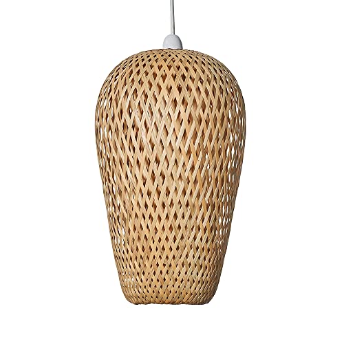 MiniSun | Modern Natural Bamboo Lattice Design Ceiling Light Shade | Pendant Lights, Home Décor & Improvement Essential | 230mm Shade Width 1 MiniSun | Modern Natural Bamboo Lattice Design Ceiling Light Shade | Pendant Lights, Home Décor & Improvement Essential | 230mm Shade Width