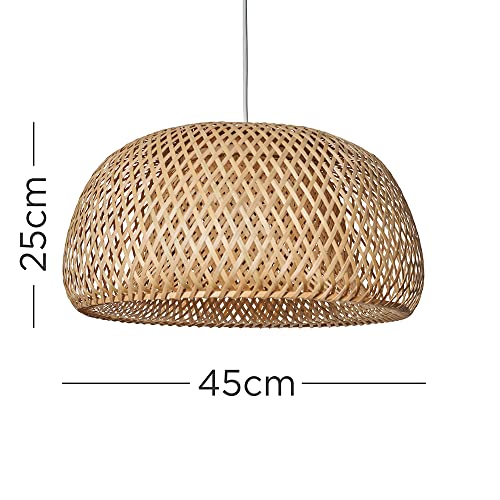 MiniSun | Modern Natural Bamboo Lattice Domed Lampshade | Pendant Lights, Home Décor & Improvement Essential | 465mm Shade Width 2 MiniSun | Modern Natural Bamboo Lattice Domed Lampshade | Pendant Lights, Home Décor & Improvement Essential | 465mm Shade Width - Image 2