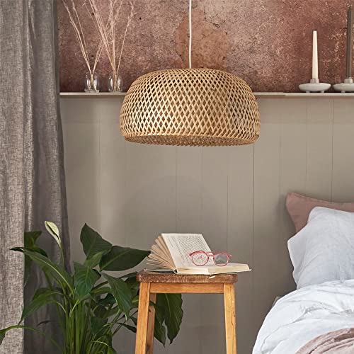 MiniSun | Modern Natural Bamboo Lattice Domed Lampshade | Pendant Lights, Home Décor & Improvement Essential | 465mm Shade Width 3 MiniSun | Modern Natural Bamboo Lattice Domed Lampshade | Pendant Lights, Home Décor & Improvement Essential | 465mm Shade Width - Image 3