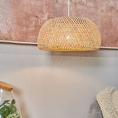 MiniSun | Modern Natural Bamboo Lattice Domed Lampshade | Pendant Lights, Home Décor & Improvement Essential | 465mm Shade Width 4 MiniSun | Modern Natural Bamboo Lattice Domed Lampshade | Pendant Lights, Home Décor & Improvement Essential | 465mm Shade Width - Image 4