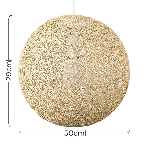 MiniSun | Modern Medium Cream Wicker Globe Ceiling Pendant Lampshade | Pendant Lights, Home Décor & Improvement Essential | 300mm Shade Width 2 MiniSun | Modern Medium Cream Wicker Globe Ceiling Pendant Lampshade | Pendant Lights, Home Décor & Improvement Essential | 300mm Shade Width - Image 2