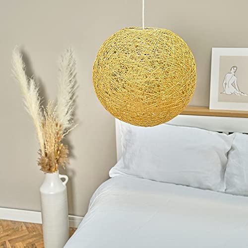MiniSun | Modern Medium Cream Wicker Globe Ceiling Pendant Lampshade | Pendant Lights, Home Décor & Improvement Essential | 300mm Shade Width 3 MiniSun | Modern Medium Cream Wicker Globe Ceiling Pendant Lampshade | Pendant Lights, Home Décor & Improvement Essential | 300mm Shade Width - Image 3