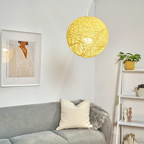 MiniSun | Modern Medium Cream Wicker Globe Ceiling Pendant Lampshade | Pendant Lights, Home Décor & Improvement Essential | 300mm Shade Width 5 MiniSun | Modern Medium Cream Wicker Globe Ceiling Pendant Lampshade | Pendant Lights, Home Décor & Improvement Essential | 300mm Shade Width - Image 5