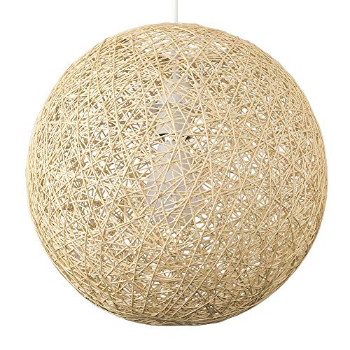 MiniSun | Modern Medium Cream Wicker Globe Ceiling Pendant Lampshade | Pendant Lights, Home Décor & Improvement Essential | 300mm Shade Width 1 MiniSun | Modern Medium Cream Wicker Globe Ceiling Pendant Lampshade | Pendant Lights, Home Décor & Improvement Essential | 300mm Shade Width