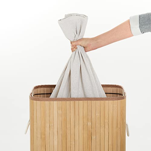 Mondeer Bamboo Laundry Basket 72L, Laundry Hamper Washing Basket with Handles Removable Washable Lining, for Bedroom Bathroom or Utility Room, 40 x 30 x 60 cm, Natural 4 Mondeer Bamboo Laundry Basket 72L, Laundry Hamper Washing Basket with Handles Removable Washable Lining, for Bedroom Bathroom or Utility Room, 40 x 30 x 60 cm, Natural - Image 4