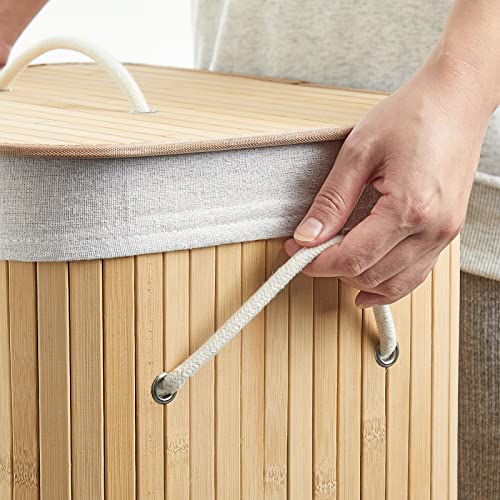 Mondeer Bamboo Laundry Basket 72L, Laundry Hamper Washing Basket with Handles Removable Washable Lining, for Bedroom Bathroom or Utility Room, 40 x 30 x 60 cm, Natural 5 Mondeer Bamboo Laundry Basket 72L, Laundry Hamper Washing Basket with Handles Removable Washable Lining, for Bedroom Bathroom or Utility Room, 40 x 30 x 60 cm, Natural - Image 5