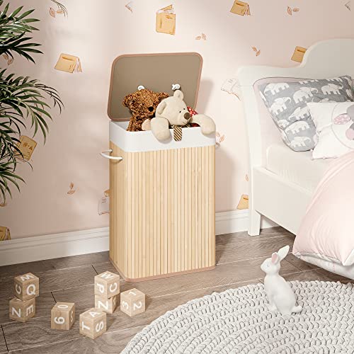 Mondeer Bamboo Laundry Basket 72L, Laundry Hamper Washing Basket with Handles Removable Washable Lining, for Bedroom Bathroom or Utility Room, 40 x 30 x 60 cm, Natural 7 Mondeer Bamboo Laundry Basket 72L, Laundry Hamper Washing Basket with Handles Removable Washable Lining, for Bedroom Bathroom or Utility Room, 40 x 30 x 60 cm, Natural - Image 7