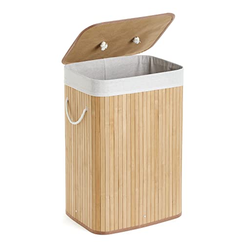 Mondeer Bamboo Laundry Basket 72L, Laundry Hamper Washing Basket with Handles Removable Washable Lining, for Bedroom Bathroom or Utility Room, 40 x 30 x 60 cm, Natural 1 Mondeer Bamboo Laundry Basket 72L, Laundry Hamper Washing Basket with Handles Removable Washable Lining, for Bedroom Bathroom or Utility Room, 40 x 30 x 60 cm, Natural