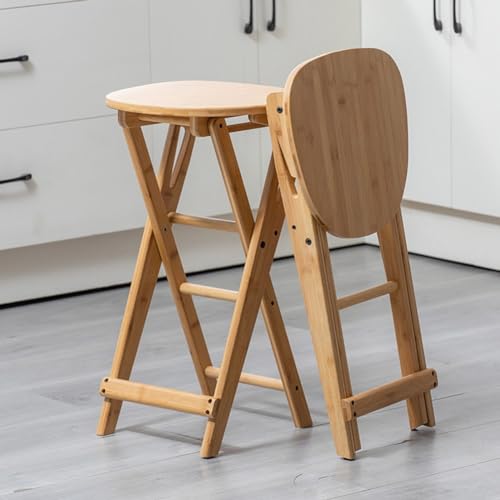 NYASAA 24"/61cm Counter Height Folding Bar Stool, Backless Bamboo Kitchen Dining Chair, Collapsible Breakfast Bar Stool with Footrest, Natural 4 NYASAA 24"/61cm Counter Height Folding Bar Stool, Backless Bamboo Kitchen Dining Chair, Collapsible Breakfast Bar Stool with Footrest, Natural - Image 4