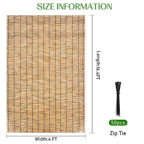 HIDALIFE Reed Privacy Fence, 4FT X 16.4FT Natural Reed Fencing Rolls - Eco-Friendly for Garden, Balcony, Outdoor, Backyard Patio Decors - Includes 50 Zip Ties 6 HIDALIFE Reed Privacy Fence, 4FT X 16.4FT Natural Reed Fencing Rolls - Eco-Friendly for Garden, Balcony, Outdoor, Backyard Patio Decors - Includes 50 Zip Ties - Image 6
