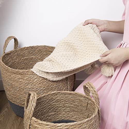 Eden & Willow Natural Straw Woven Plant Storage Basket, Home Organisation Hamper Basket with Handles (Grey, Small) 5 Eden & Willow Natural Straw Woven Plant Storage Basket, Home Organisation Hamper Basket with Handles (Grey, Small) - Image 5