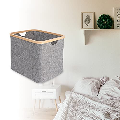 Naturoom 44L Bamboo Storage Basket | Laundry Hamper, Folding Bamboo Frame Fabric Shelf Basket, Large Cube Organizer Perfect For Bathroom, Clothes/Towels/Blankets/Toys Storage Bin 2 Naturoom 44L Bamboo Storage Basket | Laundry Hamper, Folding Bamboo Frame Fabric Shelf Basket, Large Cube Organizer Perfect For Bathroom, Clothes/Towels/Blankets/Toys Storage Bin - Image 2