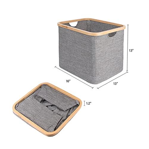 Naturoom 44L Bamboo Storage Basket | Laundry Hamper, Folding Bamboo Frame Fabric Shelf Basket, Large Cube Organizer Perfect For Bathroom, Clothes/Towels/Blankets/Toys Storage Bin 4 Naturoom 44L Bamboo Storage Basket | Laundry Hamper, Folding Bamboo Frame Fabric Shelf Basket, Large Cube Organizer Perfect For Bathroom, Clothes/Towels/Blankets/Toys Storage Bin - Image 4