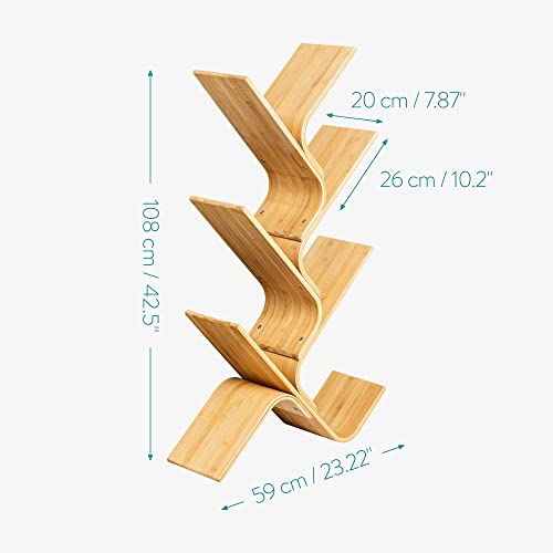 Navaris Bamboo Bookcase - Freestanding Tree Bookshelf Book-Shelving Shelf Unit for Book, CD, Magazine, Literature Storage - Open Half Bookcase Wooden 3 Navaris Bamboo Bookcase - Freestanding Tree Bookshelf Book-Shelving Shelf Unit for Book, CD, Magazine, Literature Storage - Open Half Bookcase Wooden - Image 3