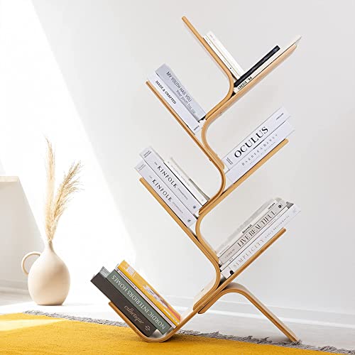Navaris Bamboo Bookcase - Freestanding Tree Bookshelf Book-Shelving Shelf Unit for Book, CD, Magazine, Literature Storage - Open Half Bookcase Wooden 4 Navaris Bamboo Bookcase - Freestanding Tree Bookshelf Book-Shelving Shelf Unit for Book, CD, Magazine, Literature Storage - Open Half Bookcase Wooden - Image 4
