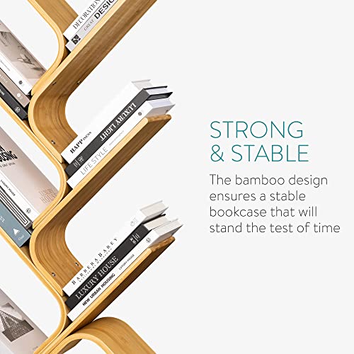 Navaris Bamboo Bookcase - Freestanding Tree Bookshelf Book-Shelving Shelf Unit for Book, CD, Magazine, Literature Storage - Open Half Bookcase Wooden 6 Navaris Bamboo Bookcase - Freestanding Tree Bookshelf Book-Shelving Shelf Unit for Book, CD, Magazine, Literature Storage - Open Half Bookcase Wooden - Image 6
