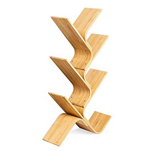 Navaris Bamboo Bookcase - Freestanding Tree Bookshelf Book-Shelving Shelf Unit for Book, CD, Magazine, Literature Storage - Open Half Bookcase Wooden 1 Navaris Bamboo Bookcase - Freestanding Tree Bookshelf Book-Shelving Shelf Unit for Book, CD, Magazine, Literature Storage - Open Half Bookcase Wooden
