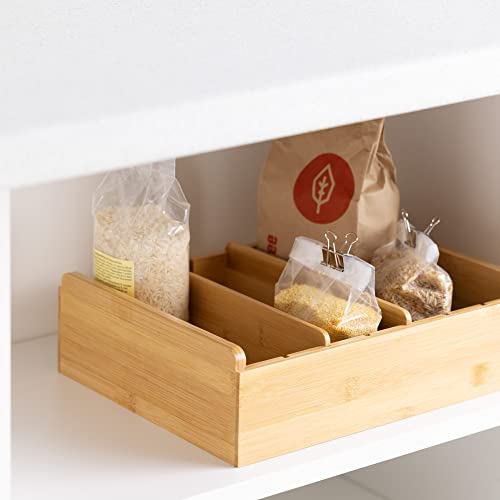 Navaris Bamboo Kitchen Organiser - Storage Box for Food Container Lids - Rack Tray with 6 Adjustable Dividers for Drawer Shelf Cupboard or Counter Top 3 Navaris Bamboo Kitchen Organiser - Storage Box for Food Container Lids - Rack Tray with 6 Adjustable Dividers for Drawer Shelf Cupboard or Counter Top - Image 3