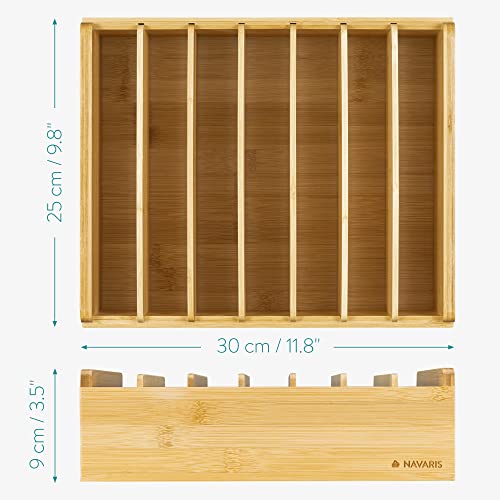 Navaris Bamboo Kitchen Organiser - Storage Box for Food Container Lids - Rack Tray with 6 Adjustable Dividers for Drawer Shelf Cupboard or Counter Top 6 Navaris Bamboo Kitchen Organiser - Storage Box for Food Container Lids - Rack Tray with 6 Adjustable Dividers for Drawer Shelf Cupboard or Counter Top - Image 6
