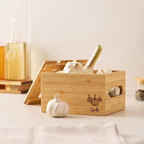 Navaris Bamboo Stackable Potato Onion & Garlic Storage, Set of 3 - Vegetable Storage Crates For The Home And Kitchen - Storage Boxes For Vegetables 3 Navaris Bamboo Stackable Potato Onion & Garlic Storage, Set of 3 - Vegetable Storage Crates For The Home And Kitchen - Storage Boxes For Vegetables - Image 3