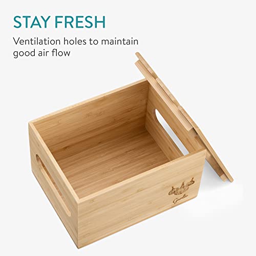 Navaris Bamboo Stackable Potato Onion & Garlic Storage, Set of 3 - Vegetable Storage Crates For The Home And Kitchen - Storage Boxes For Vegetables 4 Navaris Bamboo Stackable Potato Onion & Garlic Storage, Set of 3 - Vegetable Storage Crates For The Home And Kitchen - Storage Boxes For Vegetables - Image 4