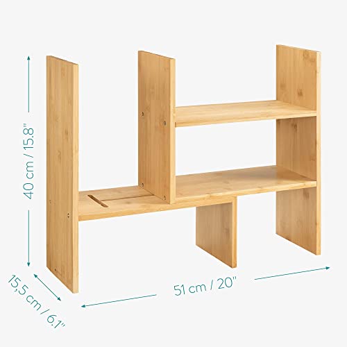 Navaris Desk Organiser Shelf Unit - Bamboo Desktop Shelves for Table or Countertop - Free-Standing Adjustable Shelving Rack for Tidy Kitchen or Office 3 Navaris Desk Organiser Shelf Unit - Bamboo Desktop Shelves for Table or Countertop - Free-Standing Adjustable Shelving Rack for Tidy Kitchen or Office - Image 3