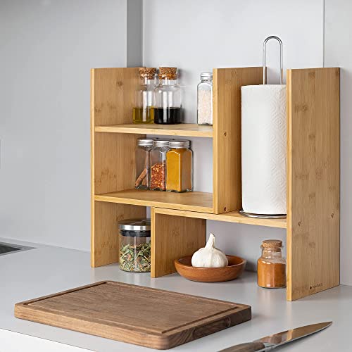 Navaris Desk Organiser Shelf Unit - Bamboo Desktop Shelves for Table or Countertop - Free-Standing Adjustable Shelving Rack for Tidy Kitchen or Office 4 Navaris Desk Organiser Shelf Unit - Bamboo Desktop Shelves for Table or Countertop - Free-Standing Adjustable Shelving Rack for Tidy Kitchen or Office - Image 4