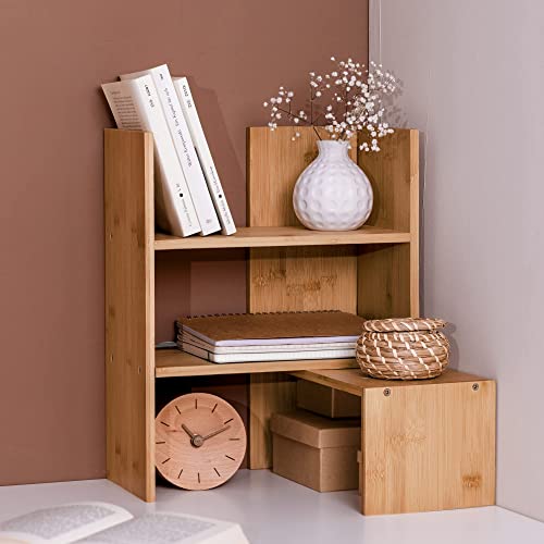 Navaris Desk Organiser Shelf Unit - Bamboo Desktop Shelves for Table or Countertop - Free-Standing Adjustable Shelving Rack for Tidy Kitchen or Office 5 Navaris Desk Organiser Shelf Unit - Bamboo Desktop Shelves for Table or Countertop - Free-Standing Adjustable Shelving Rack for Tidy Kitchen or Office - Image 5