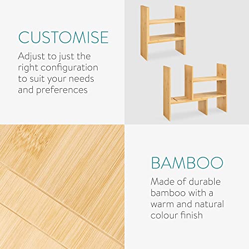 Navaris Desk Organiser Shelf Unit - Bamboo Desktop Shelves for Table or Countertop - Free-Standing Adjustable Shelving Rack for Tidy Kitchen or Office 6 Navaris Desk Organiser Shelf Unit - Bamboo Desktop Shelves for Table or Countertop - Free-Standing Adjustable Shelving Rack for Tidy Kitchen or Office - Image 6