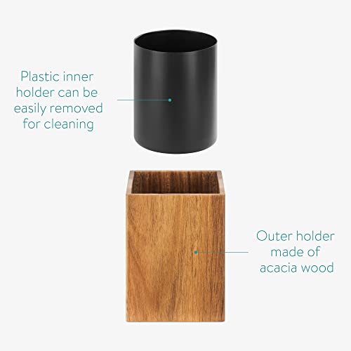 Navaris Toilet Brush and Holder Set - Acacia Wood Toilet Brush Holder and Bathroom Cleaning Brush with Removeable Brush Head - Bathroom Accessory 3 Navaris Toilet Brush and Holder Set - Acacia Wood Toilet Brush Holder and Bathroom Cleaning Brush with Removeable Brush Head - Bathroom Accessory - Image 3