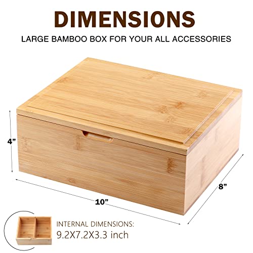 OZCHIN Bamboo Box Large Natural Wooden Keepsake Decorative Storage Box with Magnetic Lid/Tray for Home Storage -25 x 20 x 10cm-C 2 OZCHIN Bamboo Box Large Natural Wooden Keepsake Decorative Storage Box with Magnetic Lid/Tray for Home Storage -25 x 20 x 10cm-C - Image 2