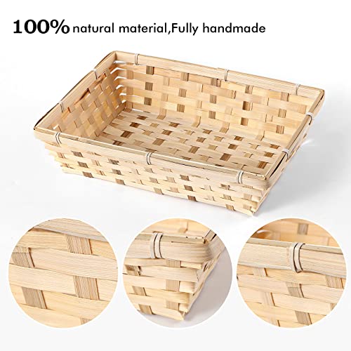 Package of 10-10'' Rectangle Bamboo Natural Color Wicker Bread Basket Retail Shop Display Christmas Hamper (Size: Width 26 cm Depth 16 cm Height 8.5 cm) 2 Package of 10-10'' Rectangle Bamboo Natural Color Wicker Bread Basket Retail Shop Display Christmas Hamper (Size: Width 26 cm Depth 16 cm Height 8.5 cm) - Image 2