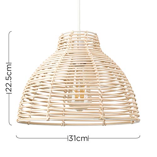 MiniSun | Modern Cream Wicker Basket Style Ceiling Light Shades | Pendant Lights, Home Décor & Improvement Essential | Set of 2 | 310mm Shade Width 2 MiniSun | Modern Cream Wicker Basket Style Ceiling Light Shades | Pendant Lights, Home Décor & Improvement Essential | Set of 2 | 310mm Shade Width - Image 2