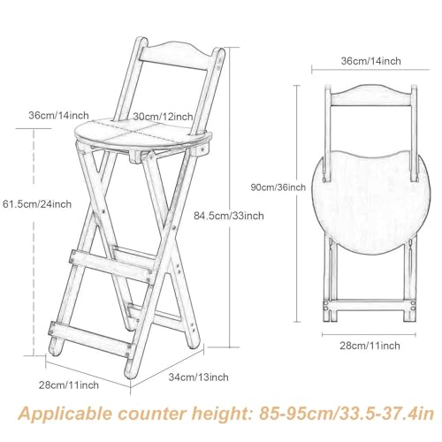 Pealihuy Folding Bamboo Bar Stool, Kitchen Counter High Stool with Back and Footrest, Portable Breakfast High Chair for Kitchen Home Garden Indoor Outdoor (1Pc, 61.5cm/24in) 3 Pealihuy Folding Bamboo Bar Stool, Kitchen Counter High Stool with Back and Footrest, Portable Breakfast High Chair for Kitchen Home Garden Indoor Outdoor (1Pc, 61.5cm/24in) - Image 3