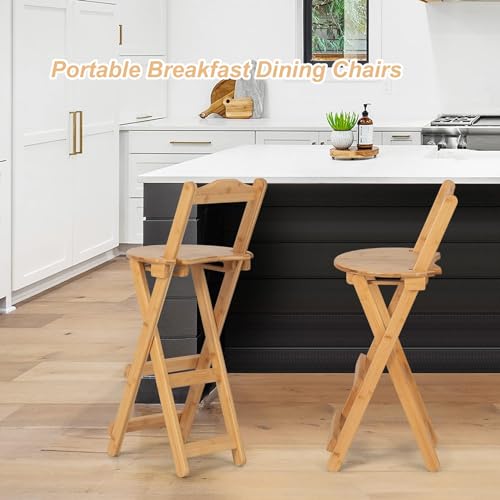 Pealihuy Folding Bamboo Bar Stool, Kitchen Counter High Stool with Back and Footrest, Portable Breakfast High Chair for Kitchen Home Garden Indoor Outdoor (1Pc, 61.5cm/24in) 5 Pealihuy Folding Bamboo Bar Stool, Kitchen Counter High Stool with Back and Footrest, Portable Breakfast High Chair for Kitchen Home Garden Indoor Outdoor (1Pc, 61.5cm/24in) - Image 5
